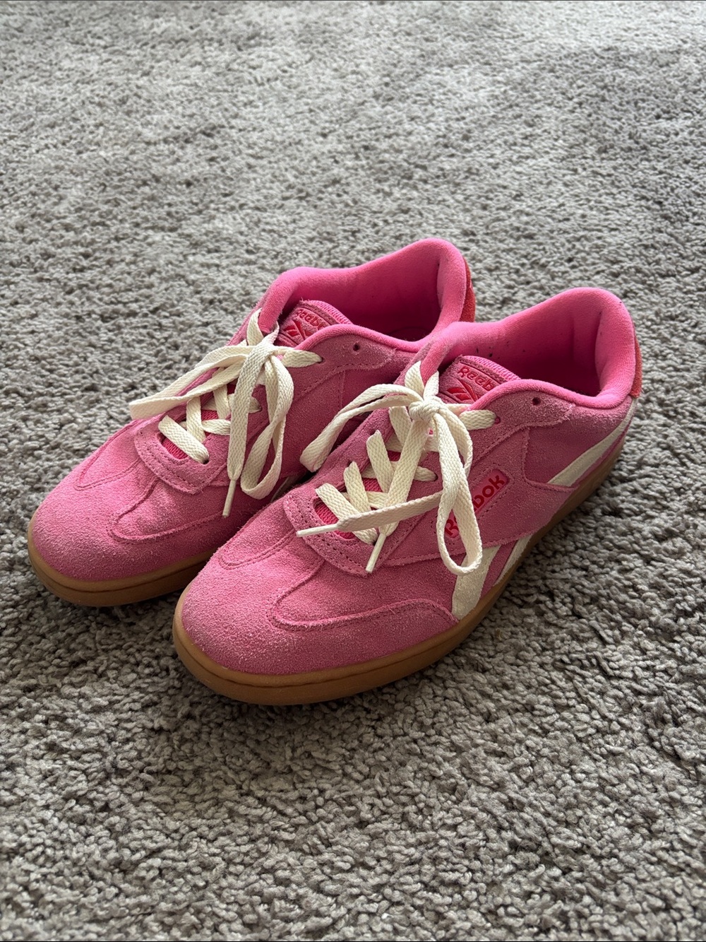 Reebok Women's Pink Suede Low-Top Sneakers with Gum Sole